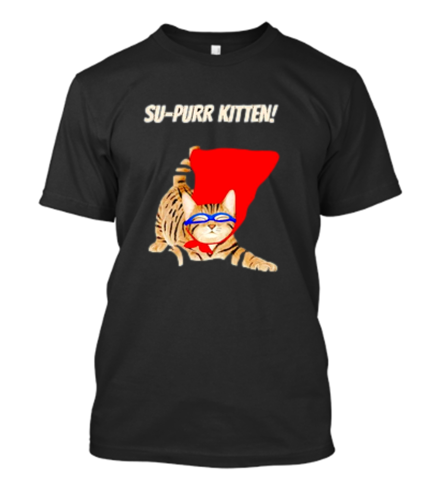 Su-Purr Kitten Cute Super Hero Cat Meme With Red Cape And Mask T-Shirt