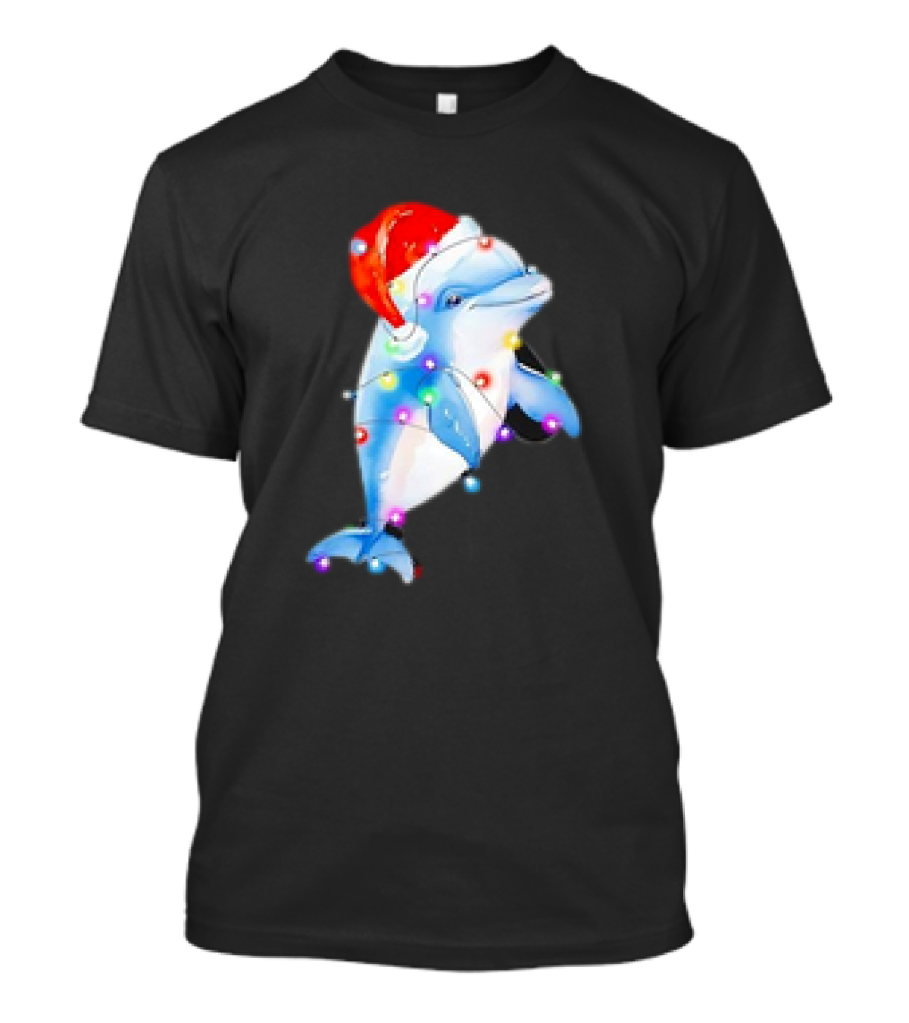 Dolphin Santa Hat Christmas Lights T-Shirt