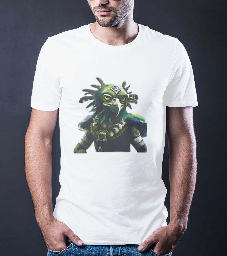 Seattle Seahawks Vintage Mascot Fantasy Bird God T-Shirt