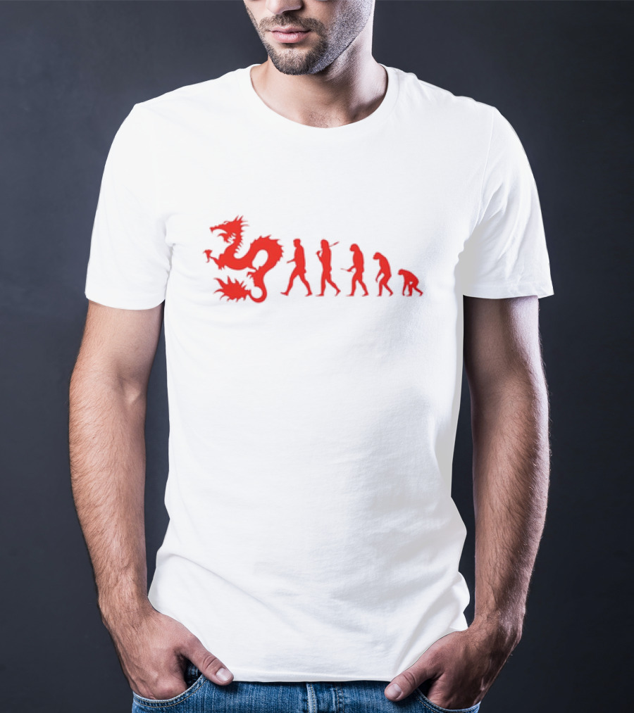 Dean Blunt Evolution With Red Dragon And Human Figures Progression T-Shirt