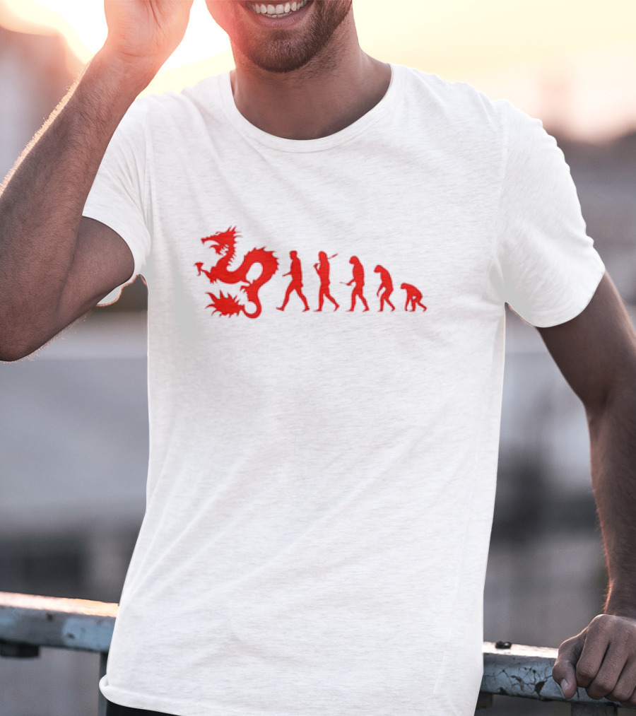 Dean Blunt Evolution With Red Dragon And Human Figures Progression T-Shirt