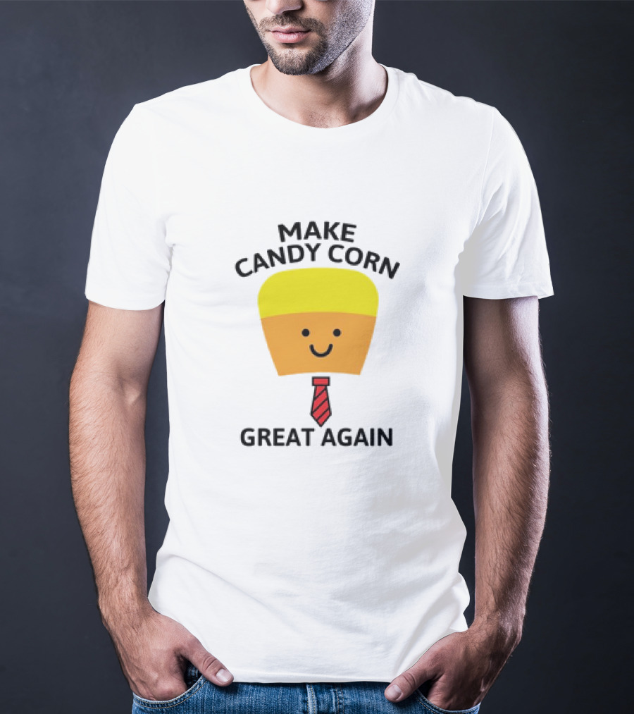 MAKE CANDY CORN GREAT AGAIN Candy Corn Face With Yellow Hair And Red Tie T-Shirt