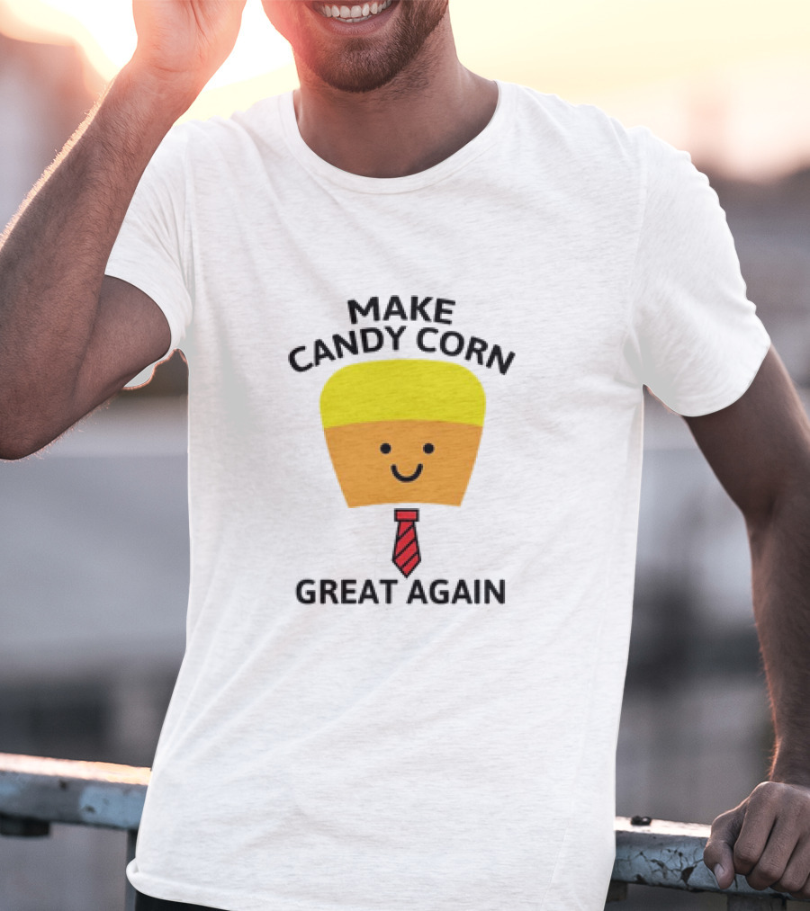 MAKE CANDY CORN GREAT AGAIN Candy Corn Face With Yellow Hair And Red Tie T-Shirt