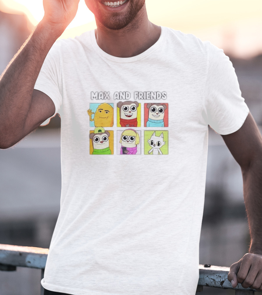MAX AND FRIENDS YELLOW BLUE RED GREEN PURPLE CHARACTERS T-Shirt