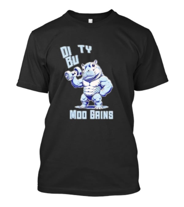 Dirty Bulk Hippo Lifting Moo Gains Gym T-Shirt