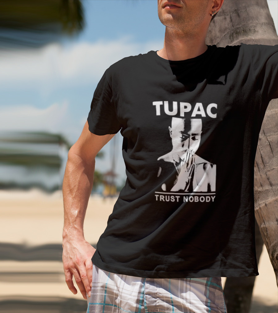 Tupac Trust Nobody Black And White Praying Hands T-Shirt