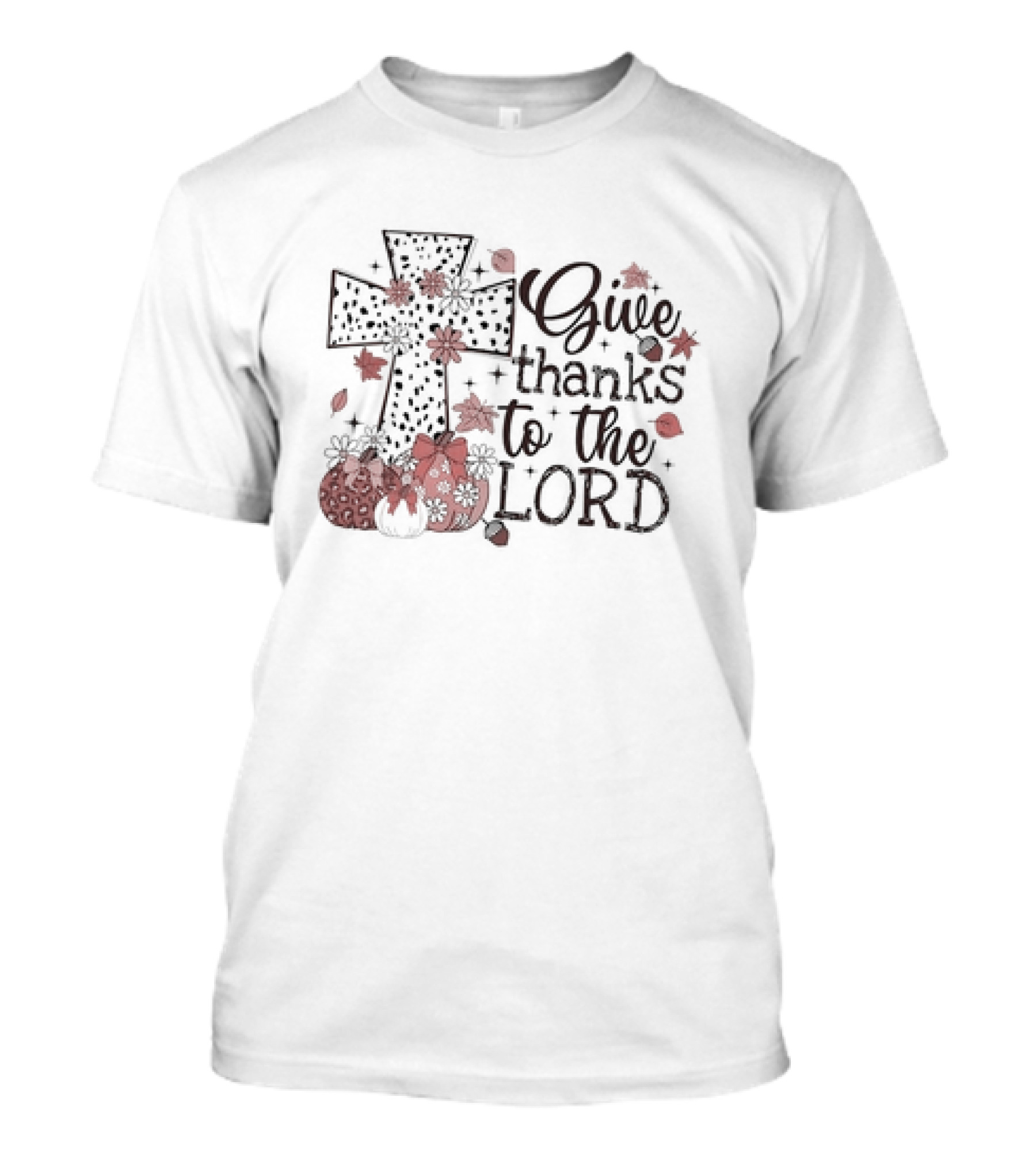 Give Thanks To The Lord Cross And Pumpkins Thanksgiving T-Shirt