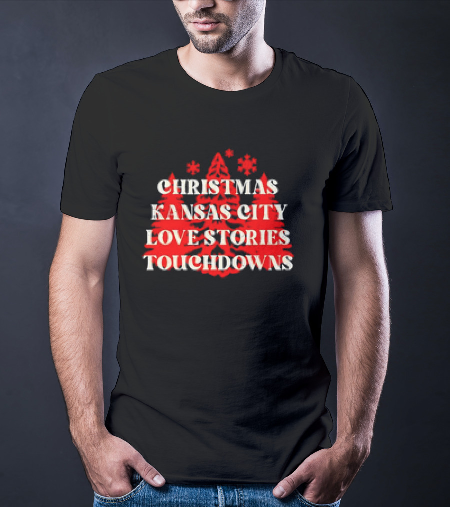 Christmas Kansas City Love Stories Touchdowns T-Shirt