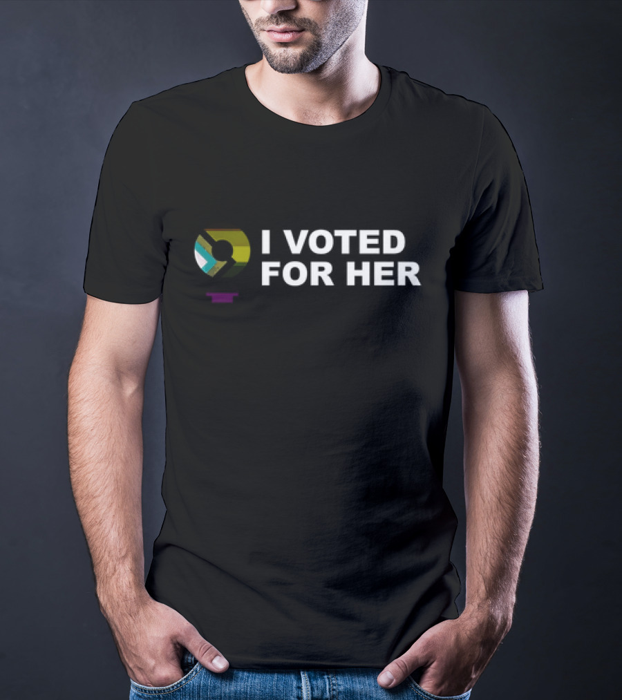 I Voted For Her White Text With Geometric T-Shirt