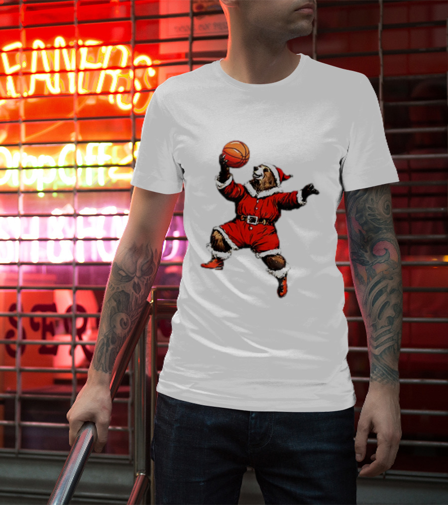 Santa Bear Basketball Holiday T-Shirt