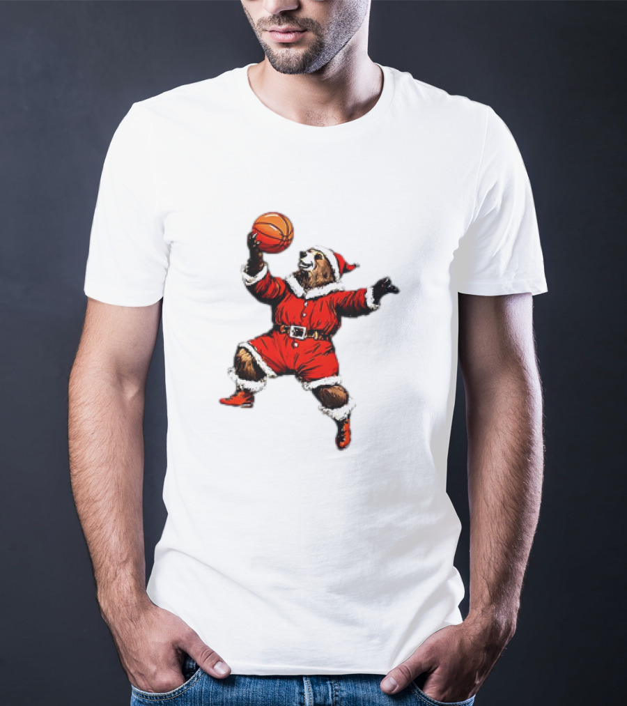 Santa Bear Basketball Holiday T-Shirt