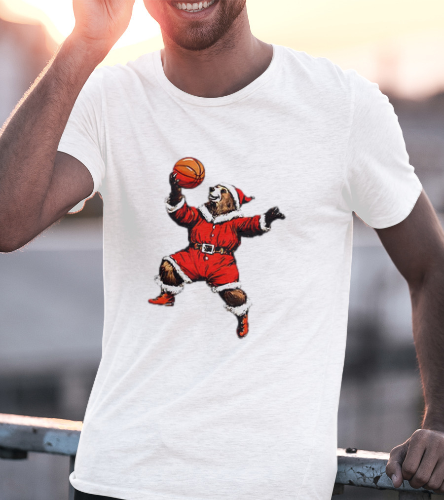Santa Bear Basketball Holiday T-Shirt