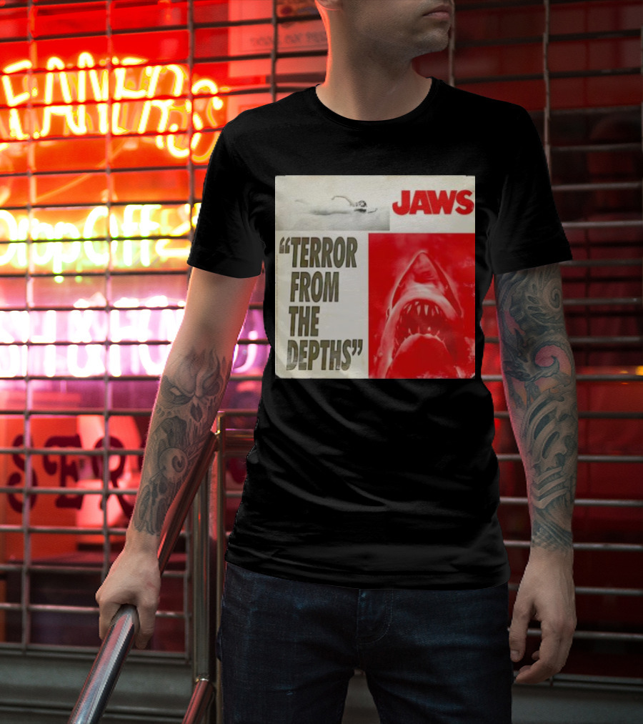 Jaws Terror From The Depths Retro Classic Movie Iconic Shark Attack Scene T-Shirt