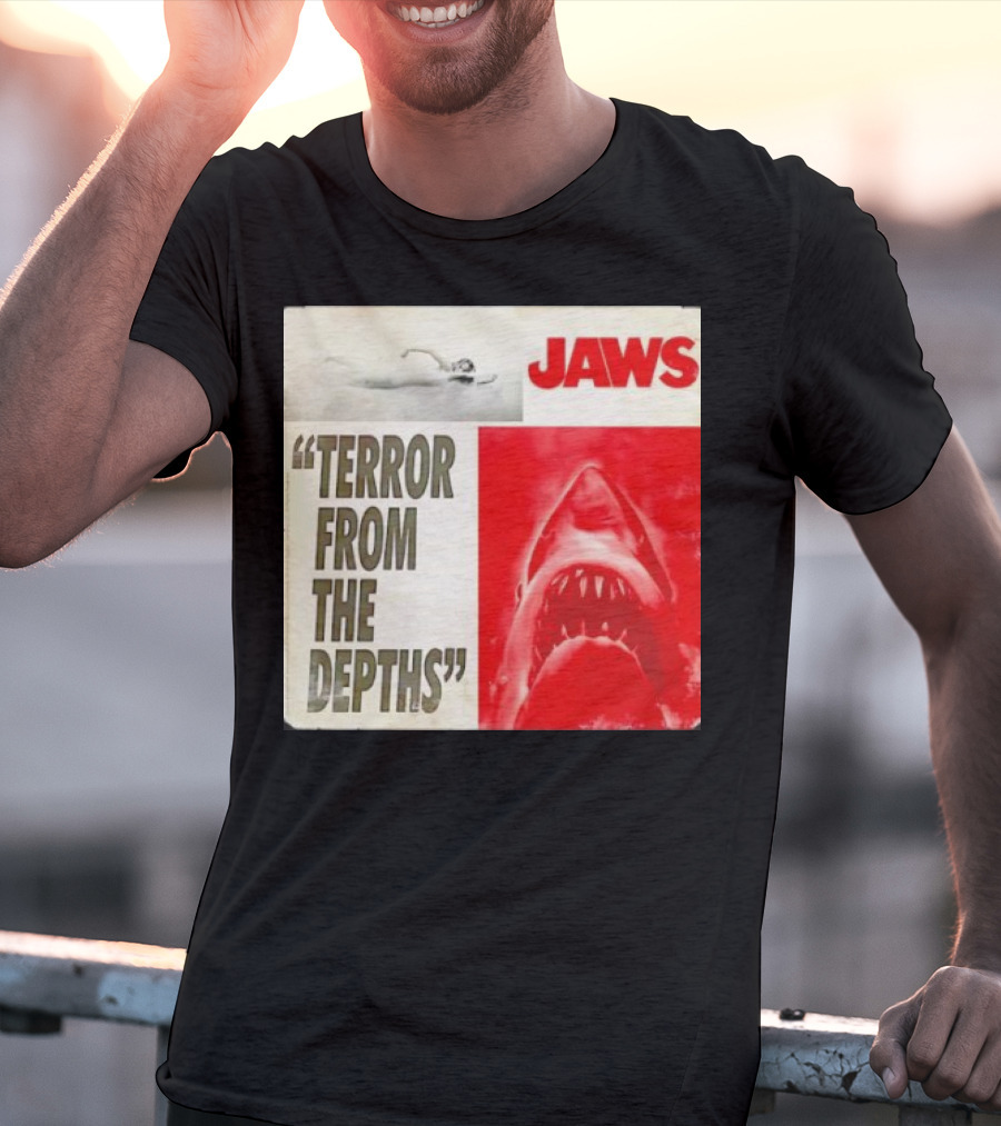 Jaws Terror From The Depths Retro Classic Movie Iconic Shark Attack Scene T-Shirt