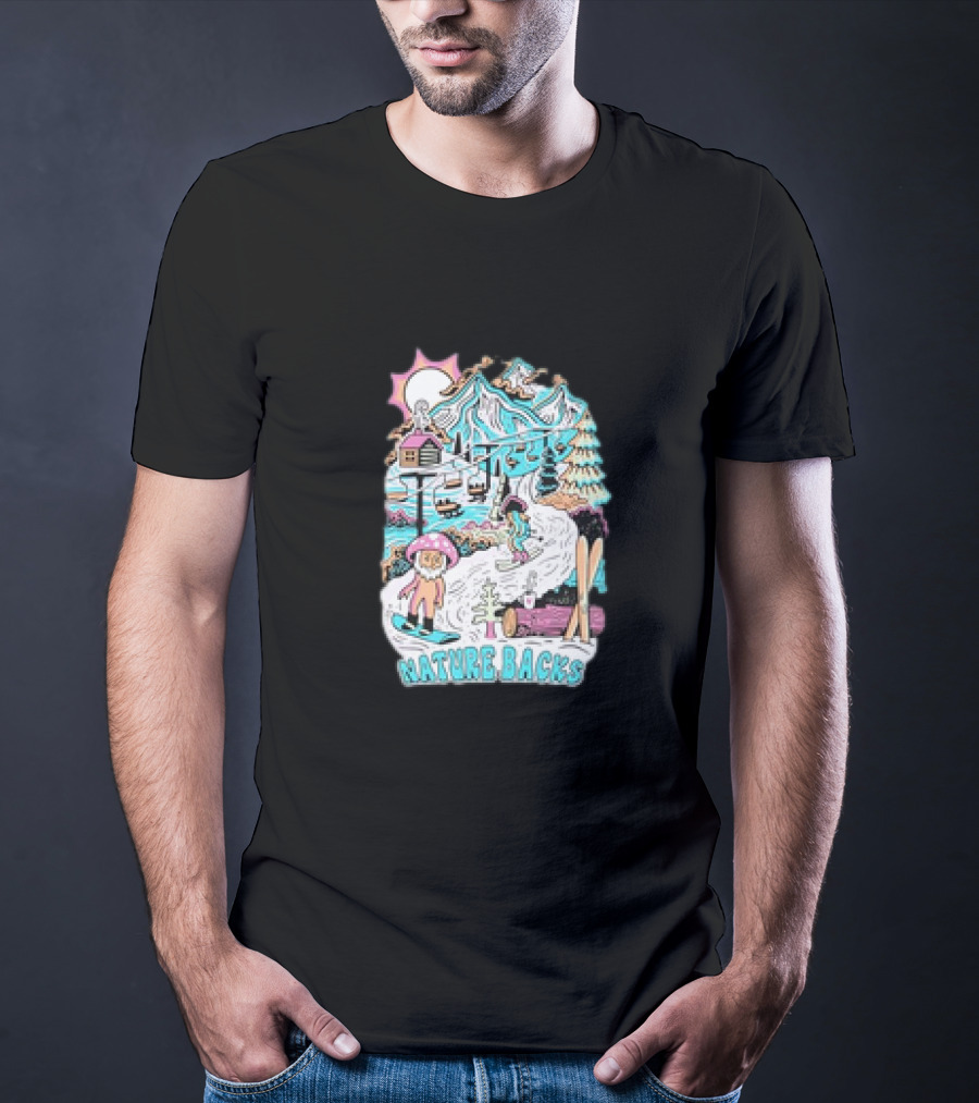 Nature Backs Mountain Cabin Adventure In Winter Wonderland T-Shirt