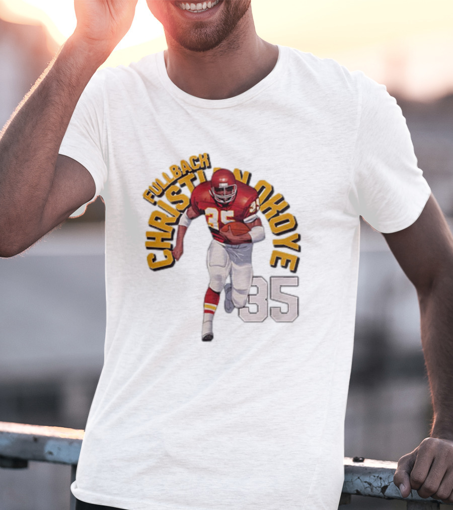 Christian Okoye Kansas City Chiefs Fullback 35 Vintage NFL Football Name ARC T-Shirt