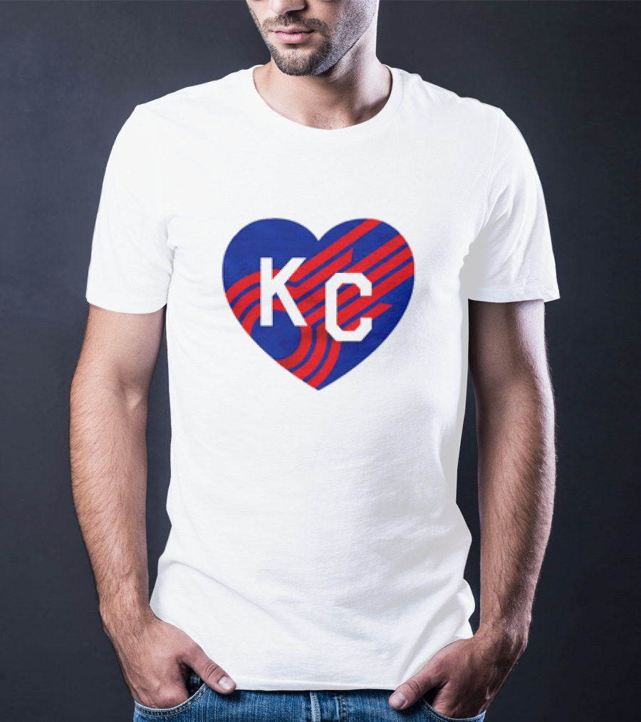 KC Comets Blue Red Striped Heart Love T-Shirt