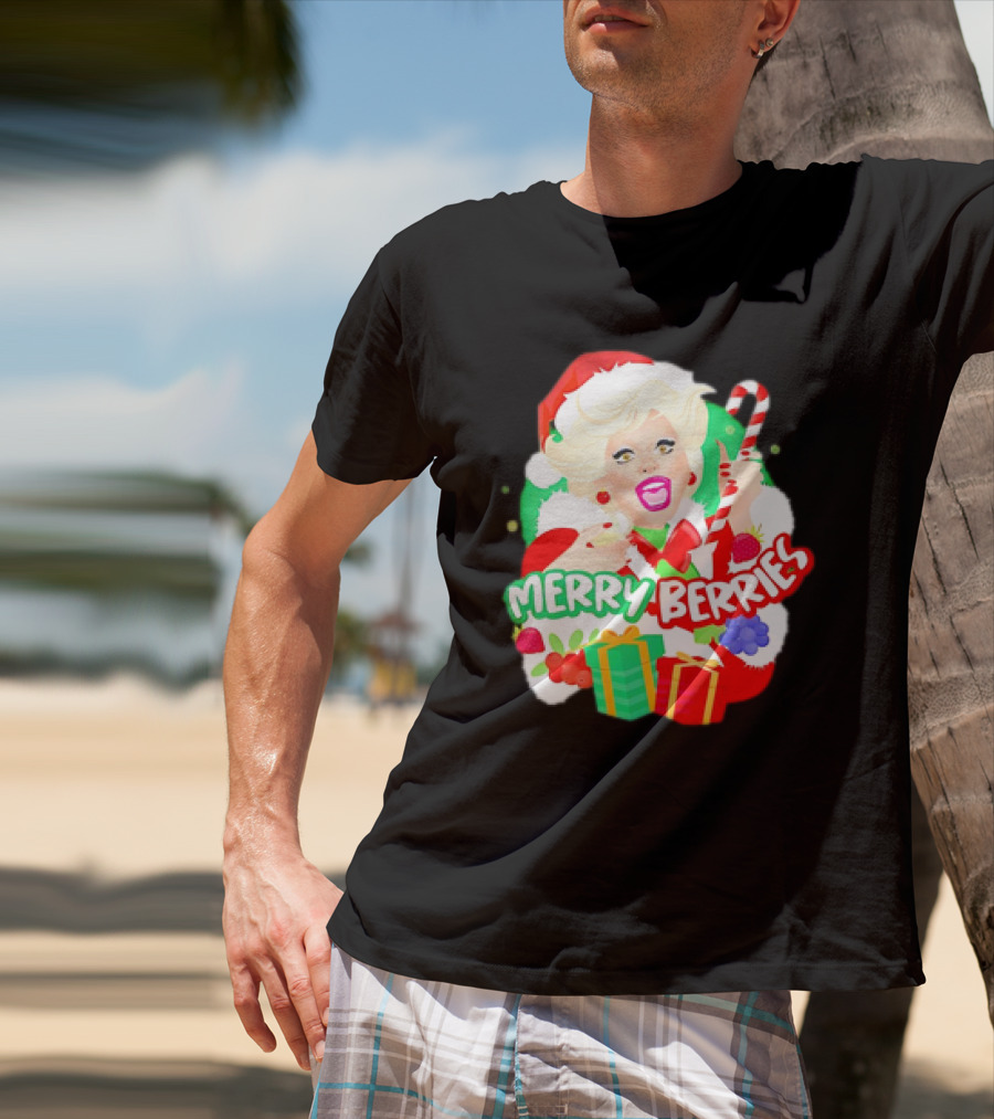 Merry Berries Christmas Santa Hat Candy Cane Gifts T-Shirt