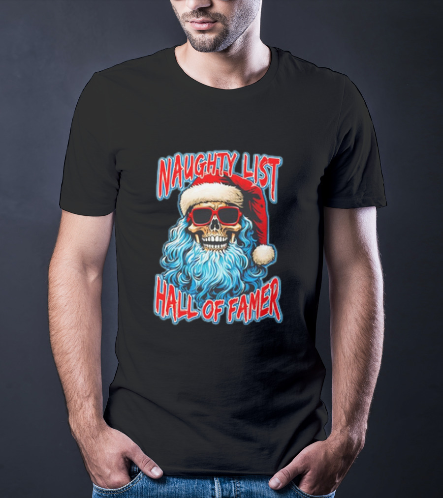 Naughty List Hall Of Famer Santa Claus Skeleton T-Shirt