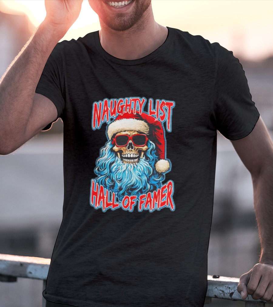 Naughty List Hall Of Famer Santa Claus Skeleton T-Shirt