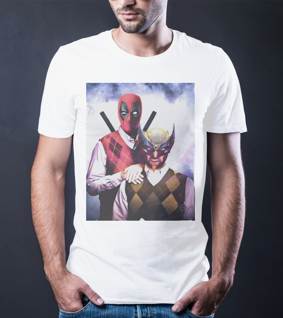 Retro Deadpool And Wolverine Step Brothers Iconic Parody Image T-Shirt