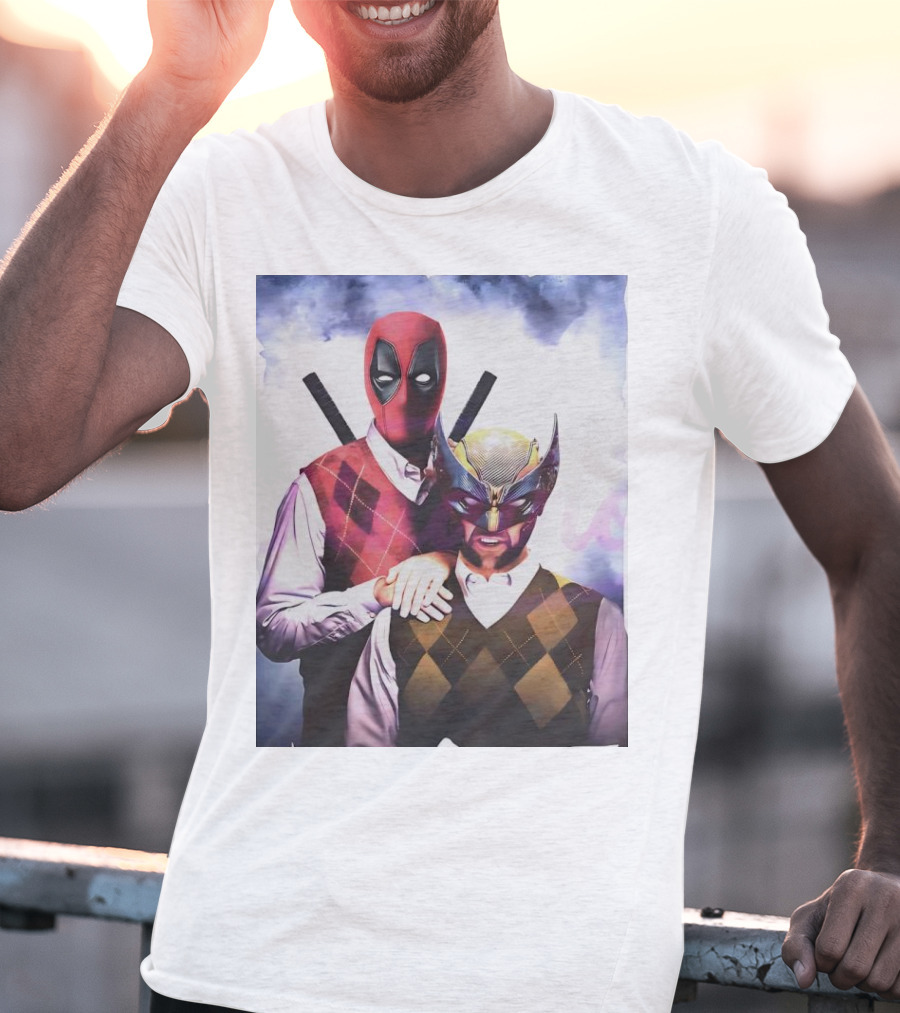 Retro Deadpool And Wolverine Step Brothers Iconic Parody Image T-Shirt