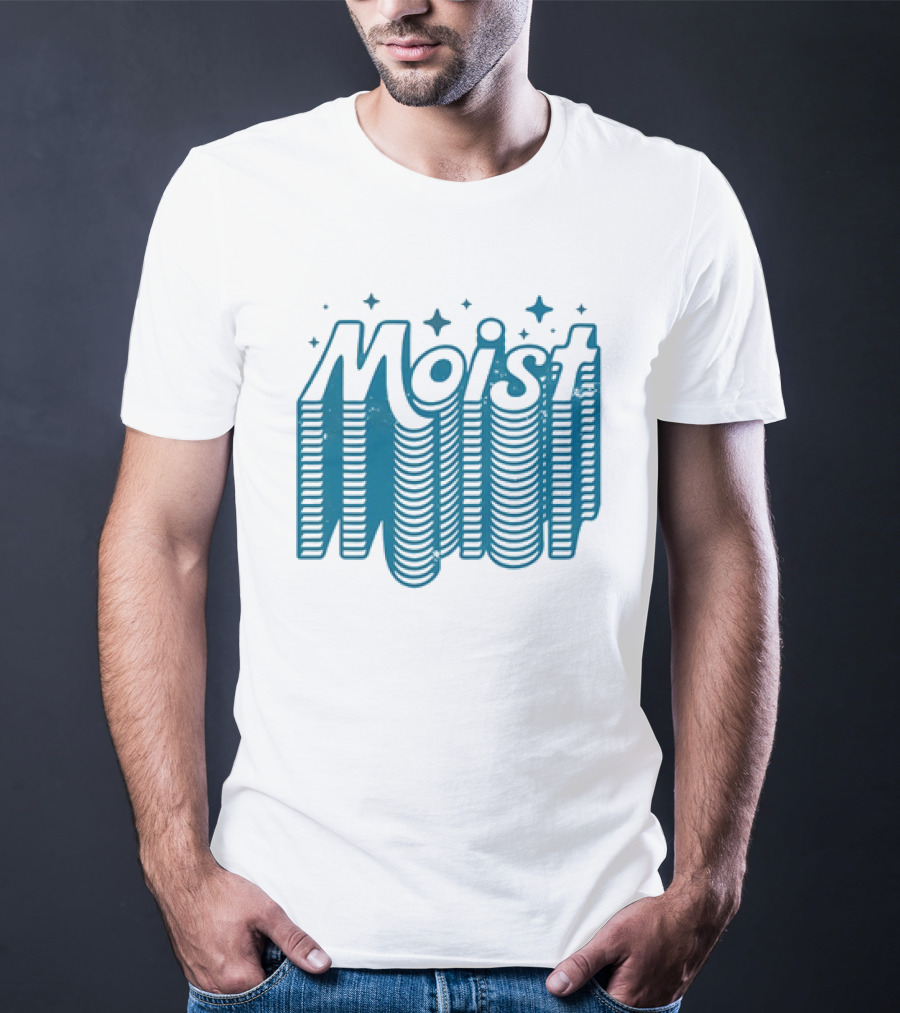 Moist 3D Text With Stars V2 T-Shirt