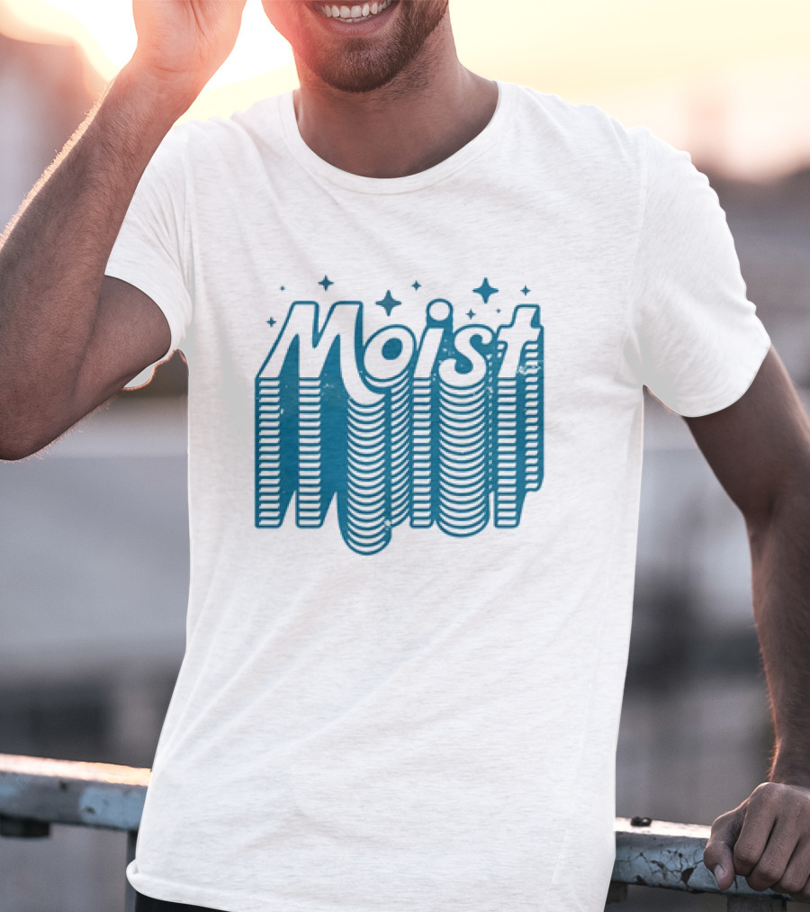 Moist 3D Text With Stars V2 T-Shirt