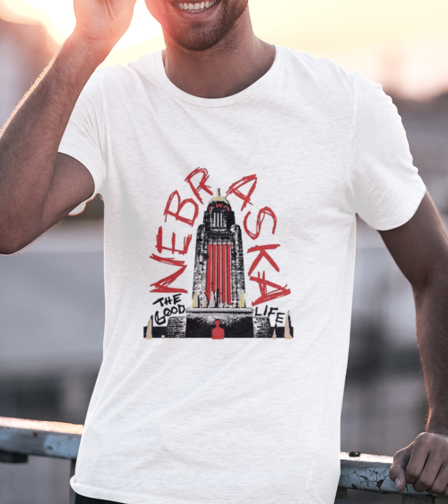 Nebraska The Good Life Capitol Building Stylistic T-Shirt