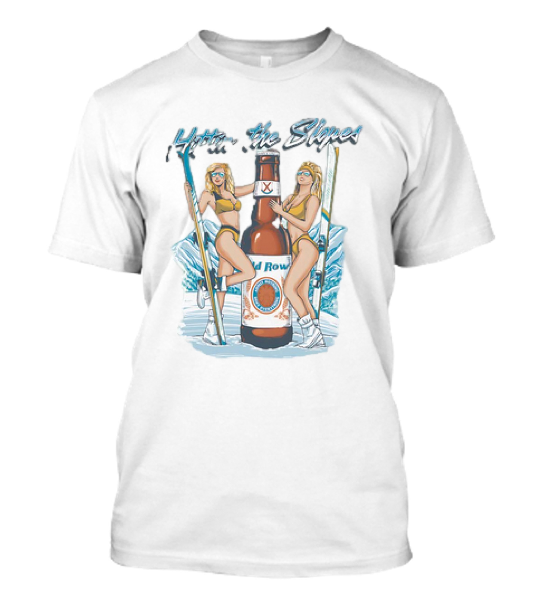 Hittin’ The Slopes Old Row Ski Chicks With Beer Bottle T-Shirt