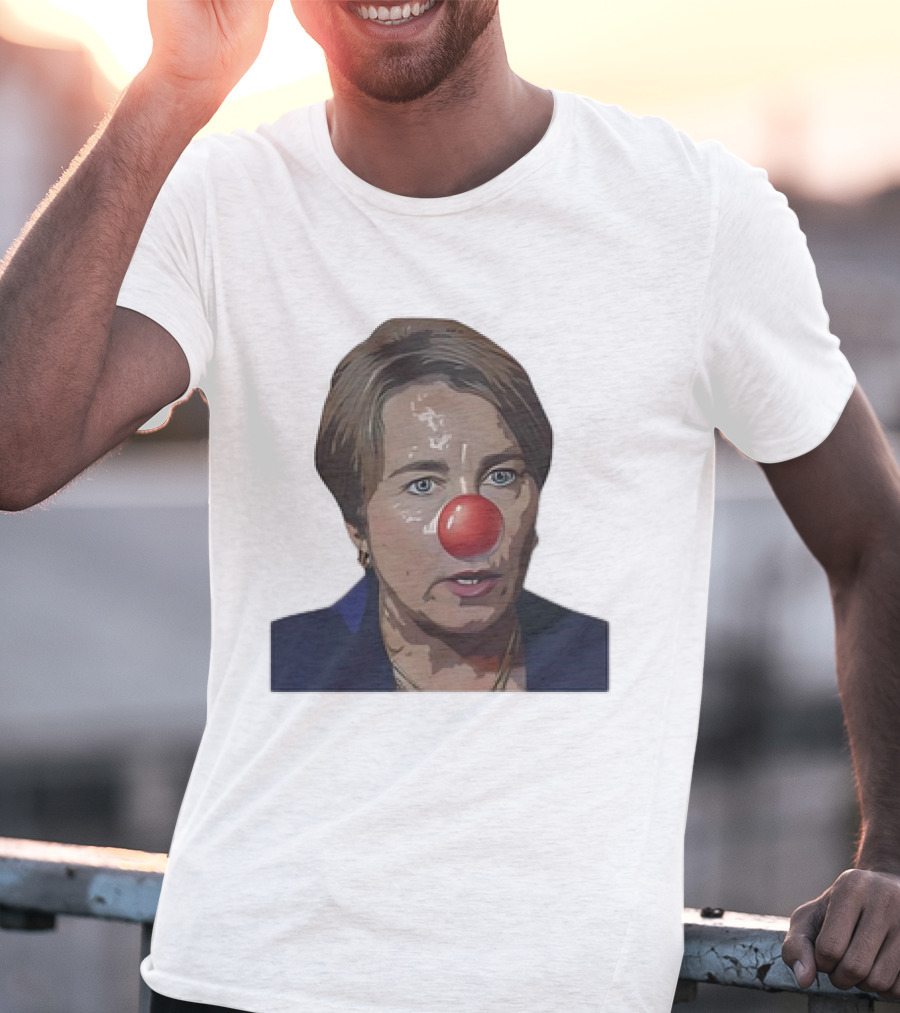 Maura Healey Cartoon Clown Nose Face Image T-Shirt