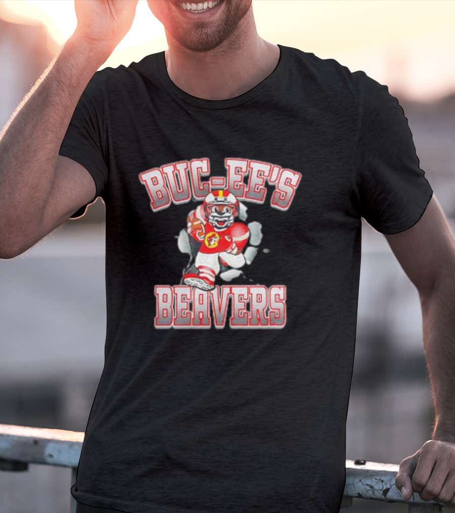 Buc-Ee’s Beavers Football Mascot Running With Ball T-Shirt