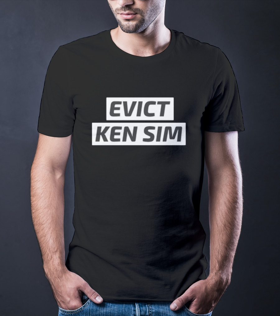 EVict Ken Sim Black Text Block Protest T-Shirt