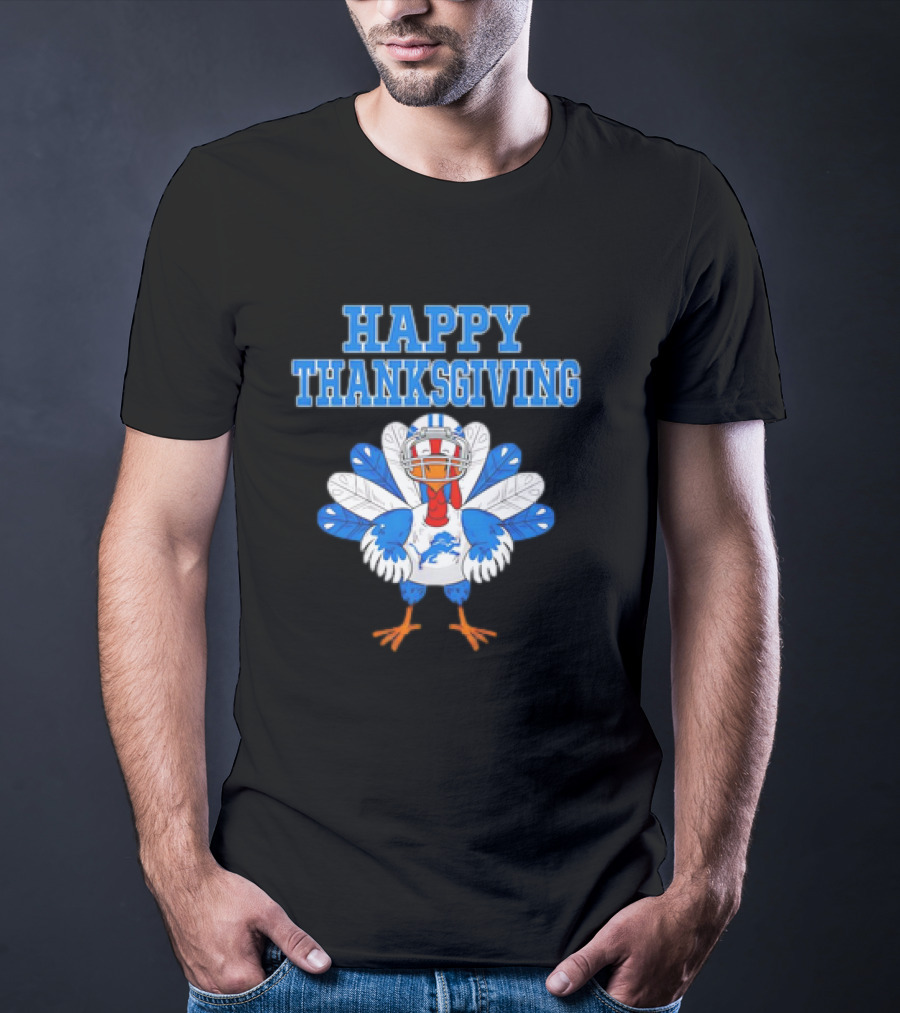 Happy Thanksgiving Detroit Lions Turkey Football Fan T-Shirt