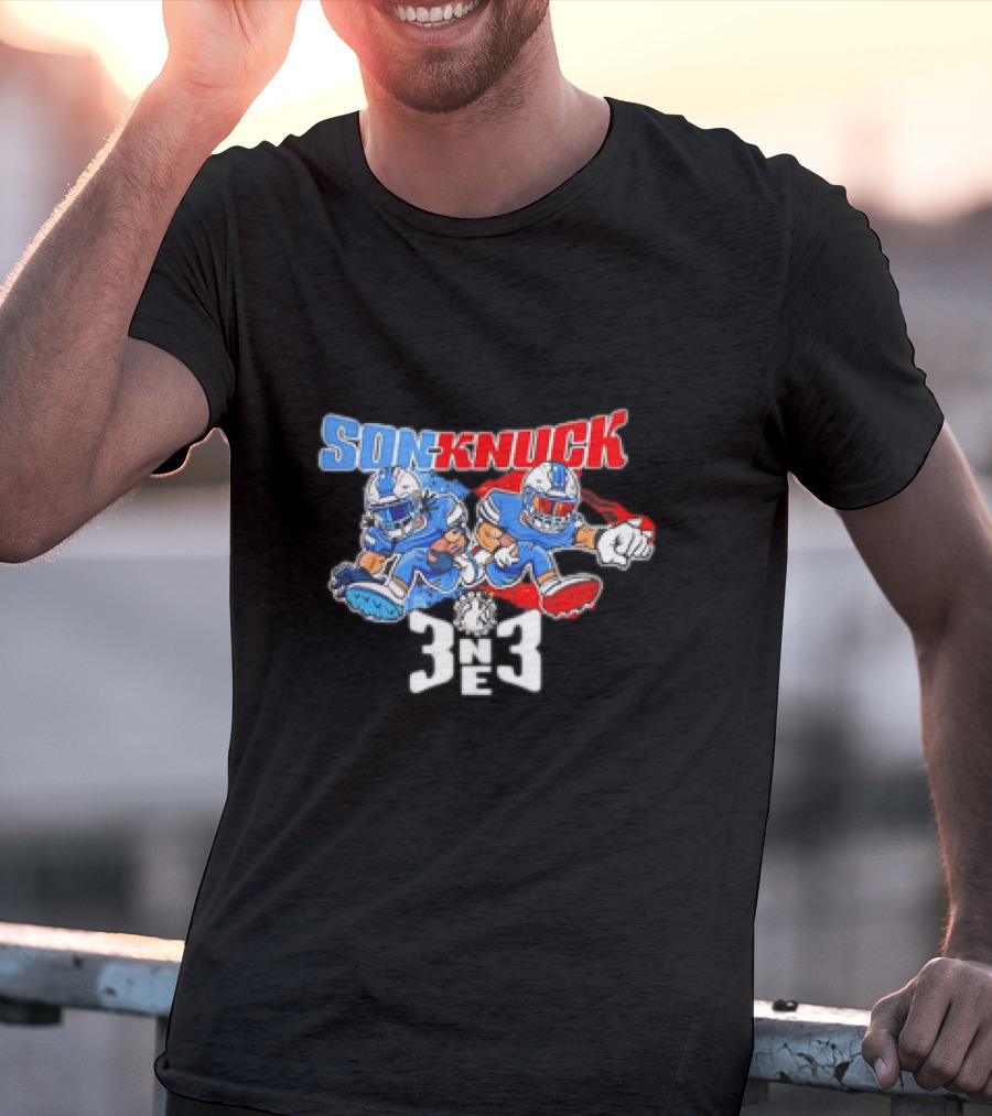 Son-Knuck 3NE3 Detroit Lions Inspired Football Characters T-Shirt