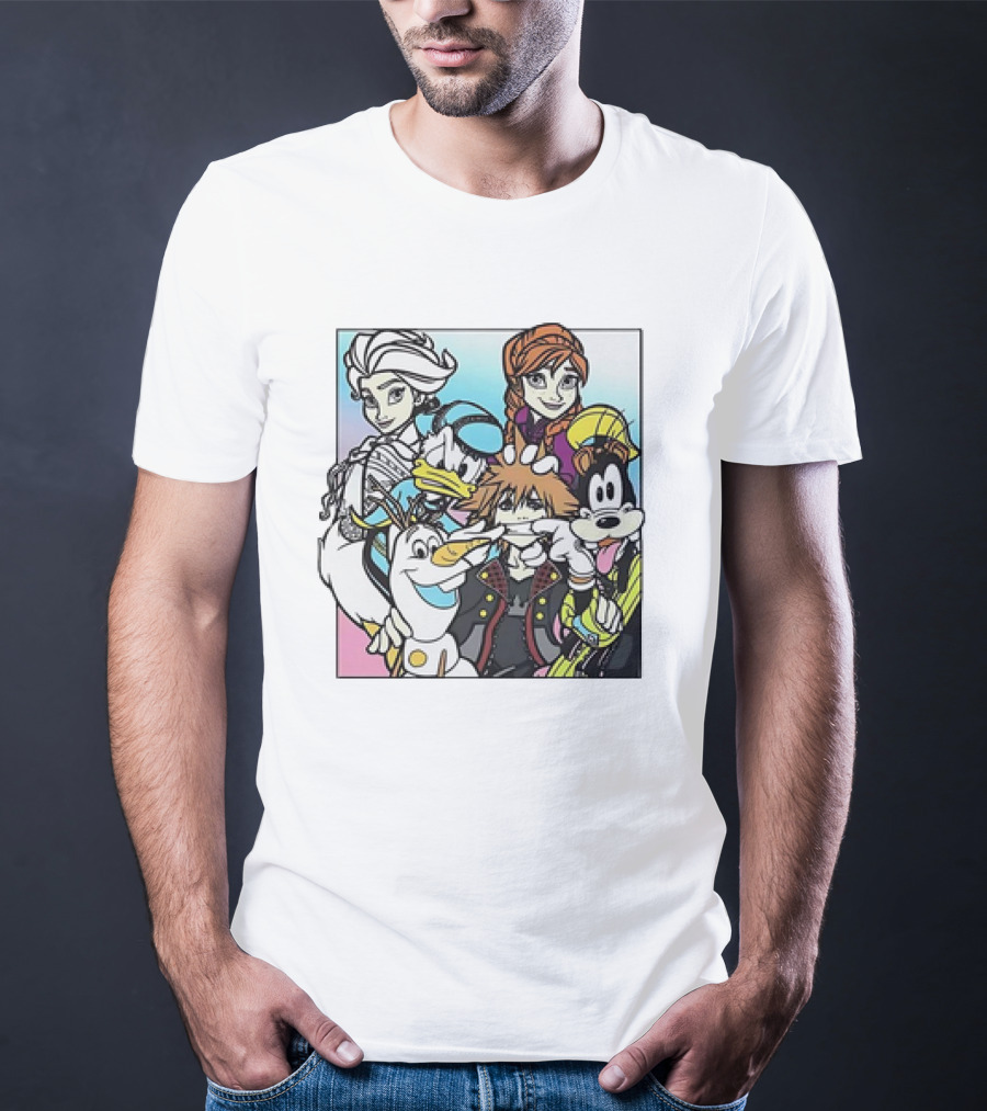 Disney Kingdom Hearts Frozen Characters Crossover T-Shirt