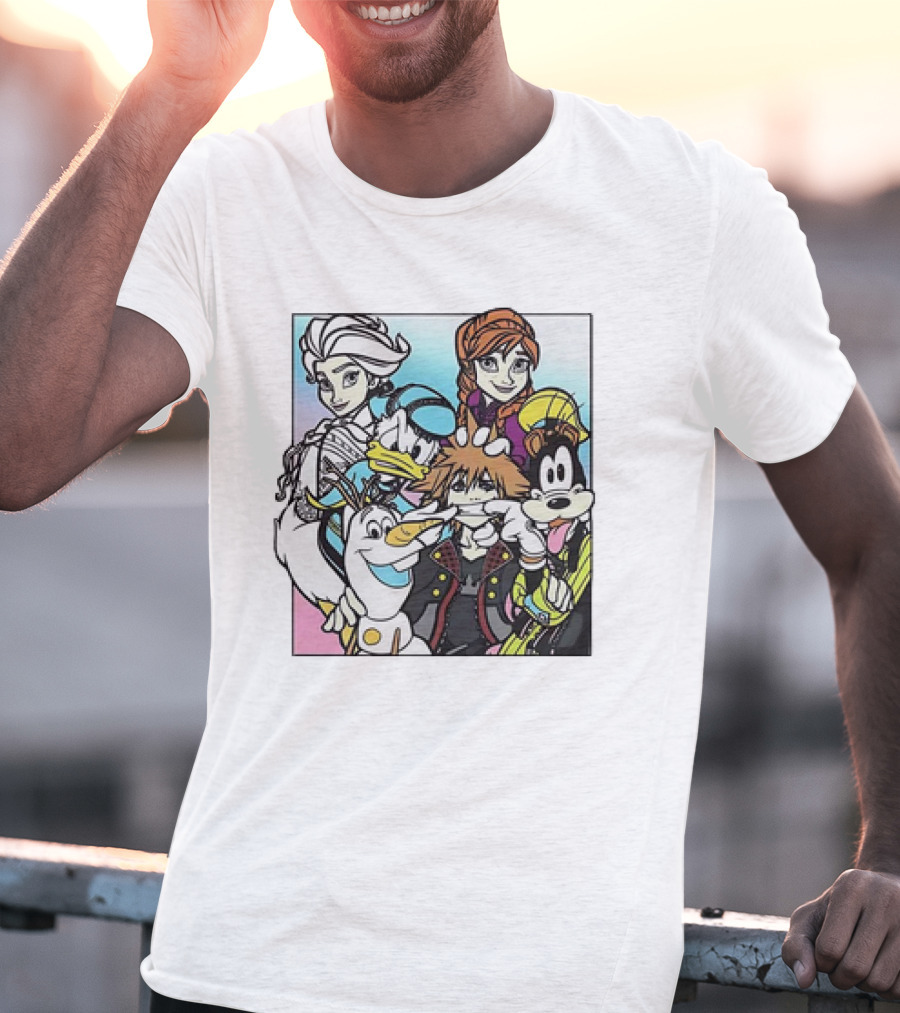 Disney Kingdom Hearts Frozen Characters Crossover T-Shirt