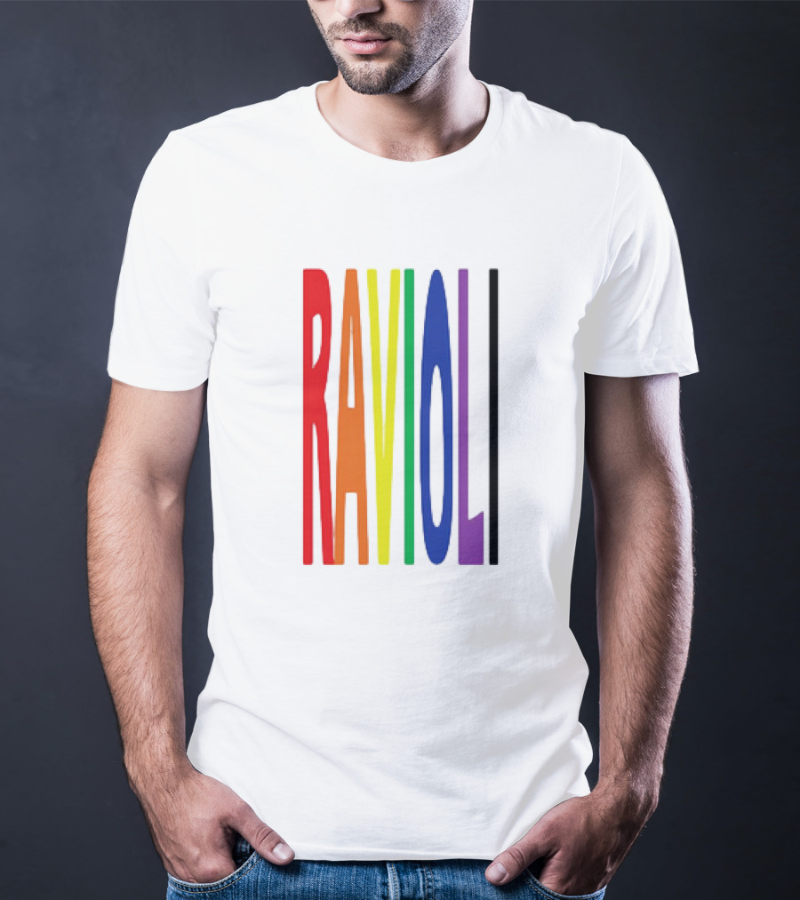 Ravioli Rainbow Colorful Block Letters T-Shirt