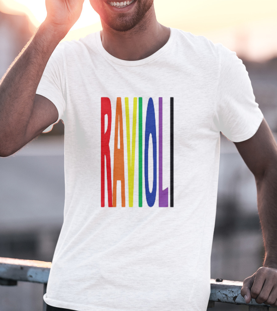 Ravioli Rainbow Colorful Block Letters T-Shirt