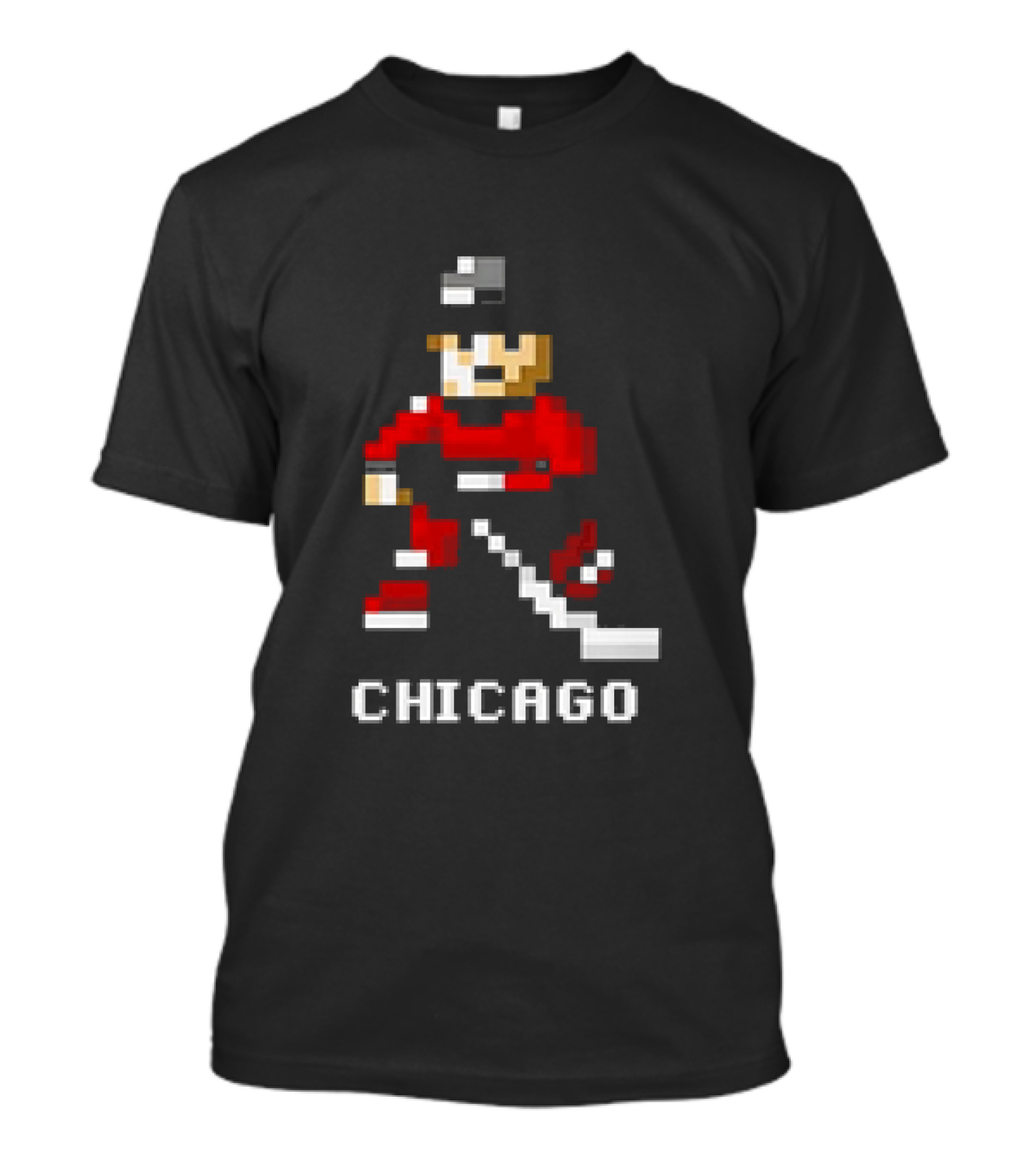 Chicago Retro 8-bit Hockey Player T-Shirt