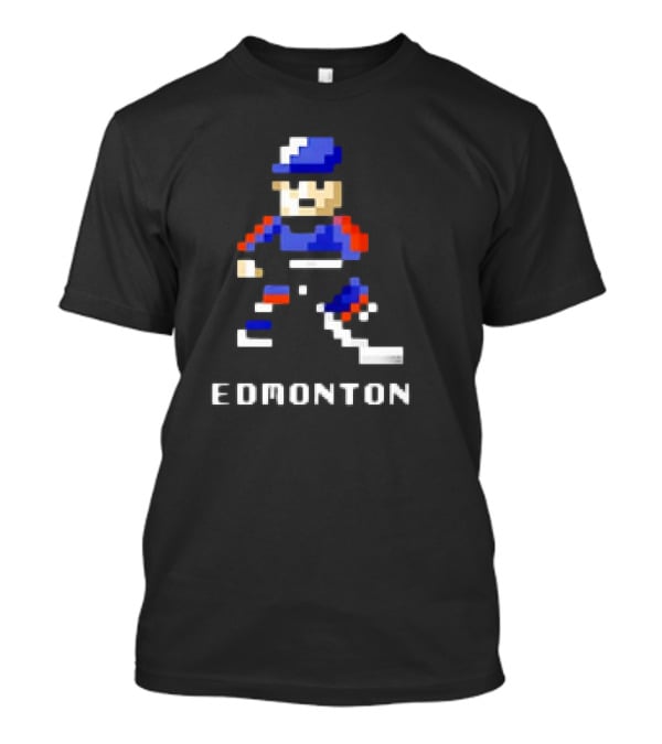 Edmonton Hockey 8-Bit Pixelated Player T-Shirt