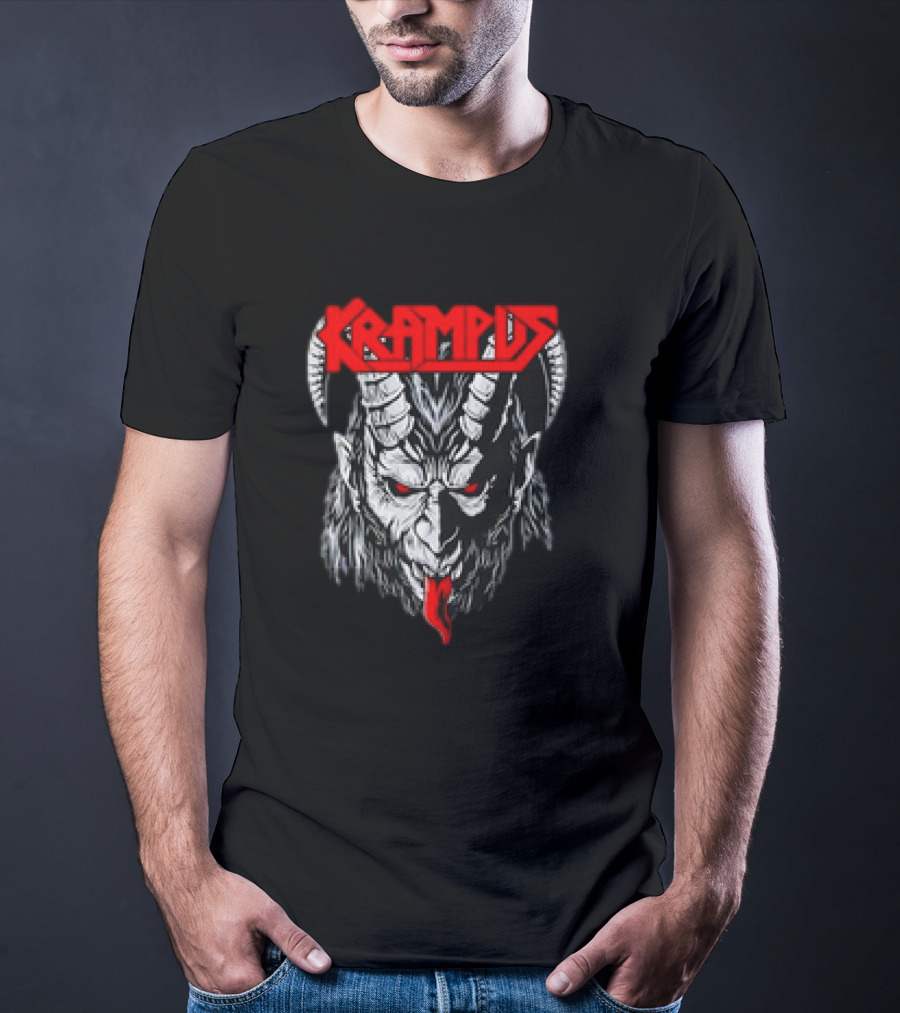 Scerry Krampus Christmas Krampus Horned Demon Face T-Shirt