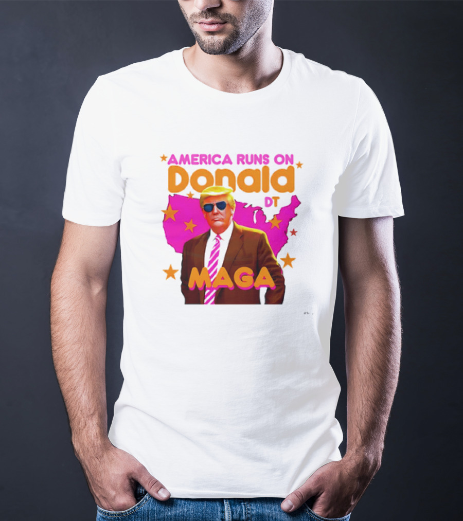 America Runs On Donald DT MAGA With Map And Stars T-Shirt