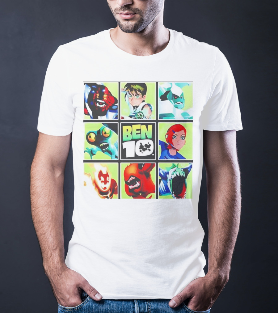 Ben 10 Alien Forms Panels Featuring Iconic Characters And Creatures T-Shirt