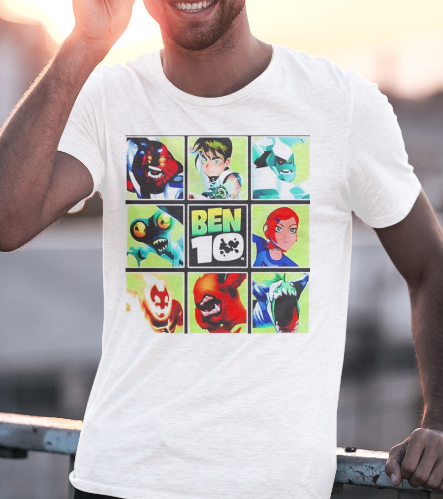 Ben 10 Alien Forms Panels Featuring Iconic Characters And Creatures T-Shirt