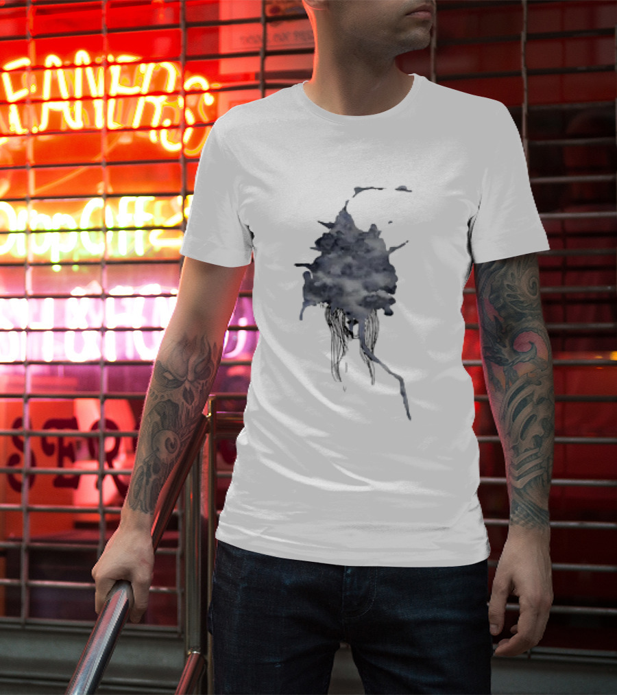 Clouded Classic Abstract Ink And Wash Sky Scene T-Shirt