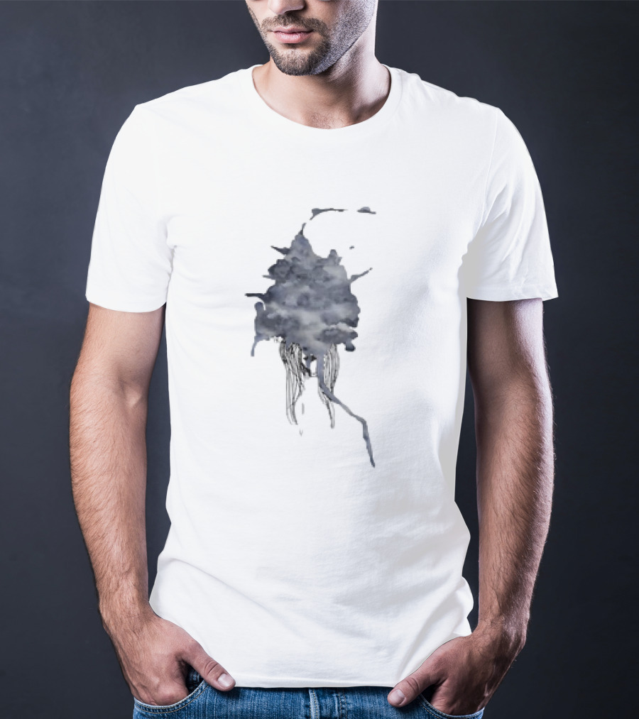Clouded Classic Abstract Ink And Wash Sky Scene T-Shirt