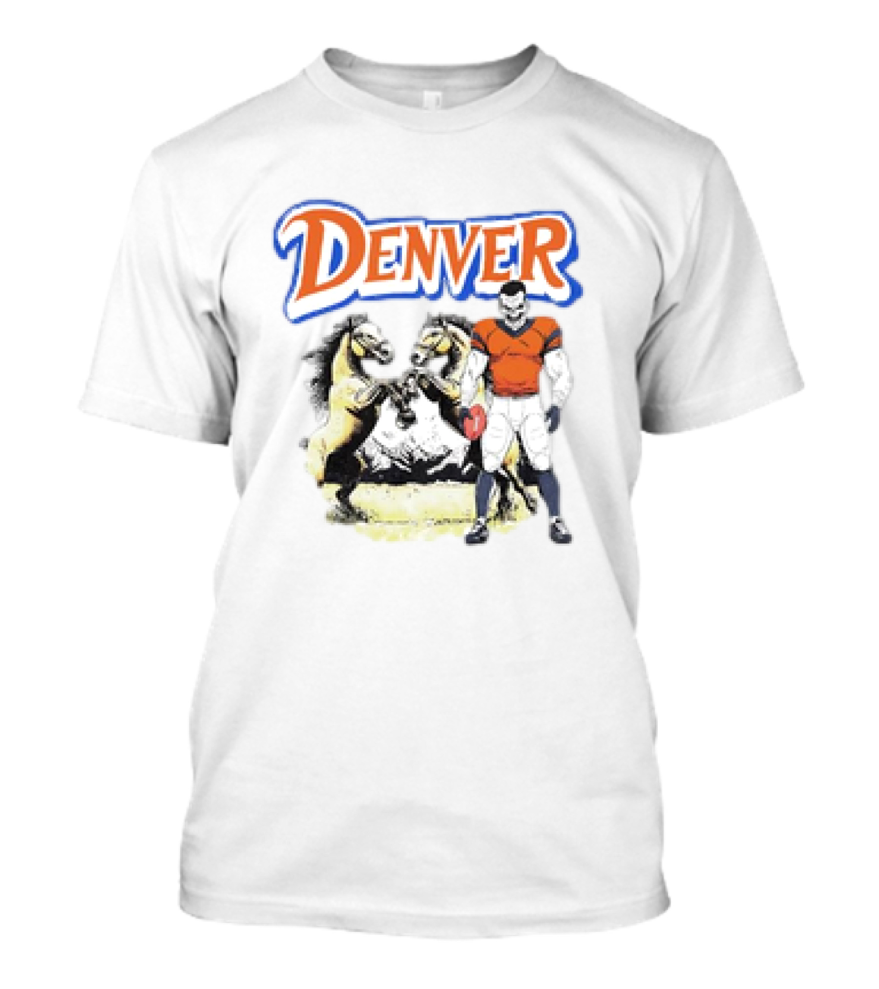 Denver Football American Team Sports Player With Horses T-Shirt