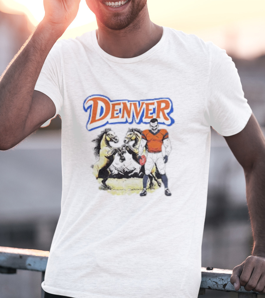 Denver Football American Team Sports Player With Horses T-Shirt