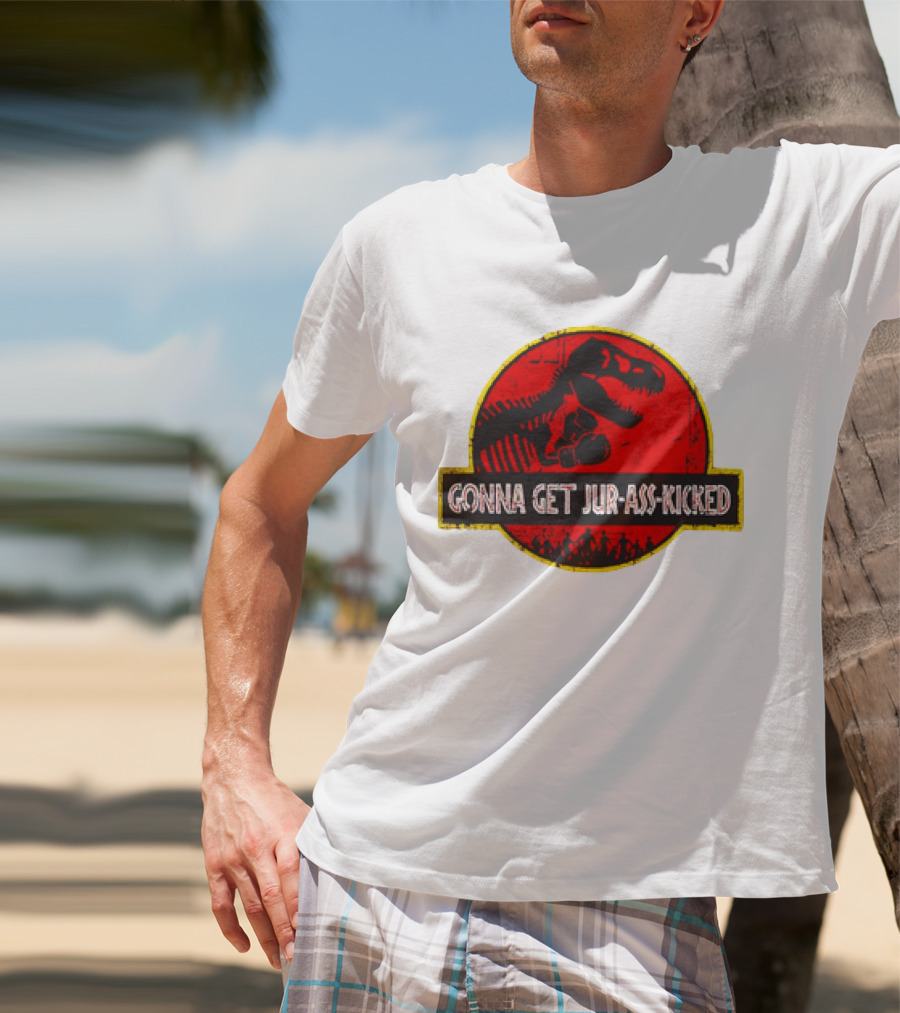 Gonna Get Jur-Ass-Kicked Dinosaur Boxing Red T-Shirt